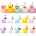 Colorful resin cartoon duck pendants for DIY jewelry making with metal rings - Multicolor
