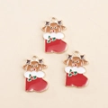 Pendentifs élan de Noël créatifs dans des chaussettes rouges pour bijoux DIY lot de 3 - Chaussette Élan Noël Alliage Porte-clés