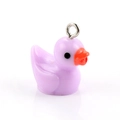Mini purple resin duck pendant with silver metal ring for DIY necklace and earring making - Purple