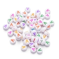 Weiße runde 7mm Acrylperlen mit bunten V-Buchstaben für DIY-Schmuckherstellung - Buchstabe V / 100 Stück (7mm) / Weiß (Mehrfarbige Buchstaben)