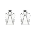 Minimalist silver metal angel shaped earring lifters in geometric design on white background - Silver