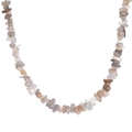 Macro shot of natural crushed shell necklace featuring irregular milky white and grey stones - Grey Agate Style (Color 4)