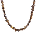 Hawaiian beach style necklace crafted with natural tiger eye stone chips on white background - Tiger Eye Style (Color 5)