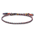 Macro shot of colorful woven friendship bracelet with golden beads and tassels - Purple Orange Cyan Gray Braided (Color 4)