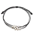 Detail van verstelbaar zwart koord met natuurlijke parels voor trendy strandarmbanden - Zwart
