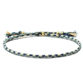 Handmade Bohemian woven friendship bracelet with navy green gold threads and beads - Navy Dark Green Gold Braided (Color 1)