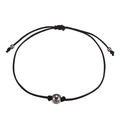 Handmade woven black cord bracelet set with metallic bead accents in minimalist style - Round Bead Style