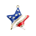 Star-shaped pendant with American flag enamel pattern and clear rhinestones in gold finish - Golden US Flag Star Pendant (Large)