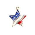 Star-shaped pendant with US flag pattern, gold frame, and sparkling rhinestones for jewelry - Golden US Flag Star Pendant (Small)