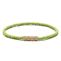 Bracciale bohémien con perline verdi e piccoli cubi metallici dorati per donna - Verde Turchese