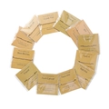 Set of 12 Morse code bracelets with gold beads and woven ropes on display cards - KEEP FUCKING GOING