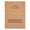 Neon groen wensarmbandje met gouden ster bedel op vintage kaart, witte achtergrond, cadeau-idee - Just Breathe Kaartstijl / Groen
