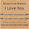 Morsecode I Love You armbanden set met zilveren kralen op kraftpapier kaart - I LOVE YOU