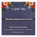 Bracciale perline codice Morse I Love You con sfere in metallo argento su cartoncino - Ti amo