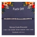 Bracciale Codice Morse Fuck Off con perline dorate su cordino nero e carta floreale - Fuck off