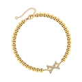Close-up of gold bead bracelet with lobster clasp and sparkling pave-set letter X pendant - Letter X