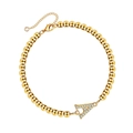 Gepolijste gouden kralenarmband met een kristal-geplaveide letter A hanger voor dames - Letter A