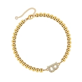 Gouden kralenarmband met kristallen letter B-bedel en verstelbare karabijnsluiting - Letter B