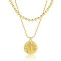 Collana a doppio strato con perline dorate e ciondolo a forma di angelo e stella - Stile Moneta Angelo e Stella (0164)