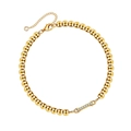 Elegant gold beaded chain bracelet featuring a sparkling diamond-set bar and lobster clasp - Letter I