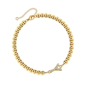 Gold beaded bracelet featuring a sparkling crystal-encrusted letter Y pendant charm - Letter Y