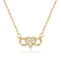 Gouden oneindigheid hart ketting met zirkonia stenen en een gepolijste schakelketting - 925 zilver / Goud