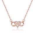 Roségouden infinity hart ketting met zirkonia stenen op een witte achtergrond - 925 zilver / Roségoud