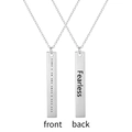 Collana a barra d'argento con codice Morse sul fronte e incisione Fearless sul retro - Senza paura