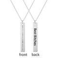 Detail of silver bar necklace showing Morse code and Best Bitches engraving - Best Bitches
