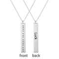 Morse code pendant necklace in stainless steel featuring engraved Luck text on the back - Luck