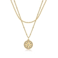 Collana doppia a strati dorata con ciondolo a stella bussola e zirconi scintillanti - Stile Pendente Bussola a Stella (0349)
