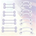 16pcs clear acrylic body piercing set with straight and curved barbells for tongue and lip - Straight and Curved Mixed Style (B) / 16-Piece Set / Clear
