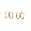 Minimalistische doppelzeilige Ohrmanschetten in Roségold aus Edelstahl ohne Piercing - Minimalistischer Doppel-Linien-Stil / Roségold