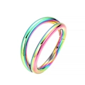 Detail of double rainbow hinged clicker segment ring for septum and cartilage piercings - Double Layer Hoop Style / 1.2x8mm / Colorful