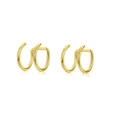 Minimalistische doppellagige Gold-Ohrmanschetten mit poliertem, nicht gepierctem Design - Minimalistischer Doppel-Linien-Stil / Gold
