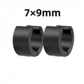 Dettaglio orecchini a cerchio punk neri in acciaio inox 7x9mm con design a punta - Huggie Nero Opaco Largo Stile