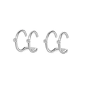 Minimalistische silberne Doppelreihen-Ohrklemmen mit funkelnden runden Zirkonsteinen - Doppel-Linien-Stil mit Zirkonia / Silber