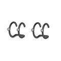 Paar schwarze minimalistische Ohrklemmen mit Doppellinie und klaren funkelnden Kristallen - Doppel-Linien-Stil mit Zirkonia / Schwarz