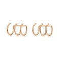 Minimalistische roségoldene Doppel-Ear-Cuffs ohne Piercing mit polierter Oberfläche - Dreischichtiger Spiralstil / Roségold