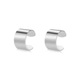 Minimalistische silberne Doppel-Ohrklemme für Knorpel ohne Piercing, poliertes Set - Breiter Glatter Band-Stil / Silber