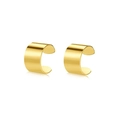 Minimalistisches Doppel-Ohrklemm-Set in poliertem Gold für Ohren ohne Ohrlöcher - Breiter Glatter Band-Stil / Gold