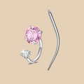 Piercing de ombligo con piedras CZ rosas y blancas y barra curva de acero inoxidable plata - Rosa (C)
