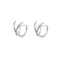 Minimalistische silberne Doppel-Ohrklemmen aus poliertem Edelstahl im Criss-Cross-Stil - Geometrischer Ineinandergreifender Stil / Silber