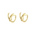 Minimalistische doppelline goldene Criss-Cross-Ohrmanschetten aus Edelstahl - Geometrischer Ineinandergreifender Stil / Gold