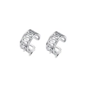 Minimalistische silberne Wellen-Ohrklemmen ohne Piercing im Doppel-Linien-Design - Welle Durchbrochener Stil / Silber