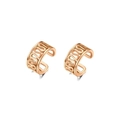 Minimalistisches Doppel-Ohrklemmen-Set in polierter Roségold-Optik - Welle Durchbrochener Stil / Roségold