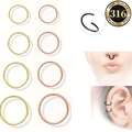 Vistas detalladas de aros de acero inoxidable 316 en acabados oro, negro y rosa - Dorado Y Oro Rosa