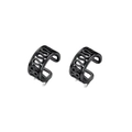 Minimalistische mattschwarze Doppelwellen-Ohrmanschette, Clip-Ohrringe ohne Piercing - Welle Durchbrochener Stil / Schwarz