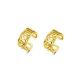 Paar minimalistische goldene Ohrmanschetten in Wellenform aus poliertem Edelstahl - Welle Durchbrochener Stil / Gold
