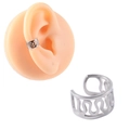Silberne gewellte Ohrmanschette und Ohrenklemme ohne Piercing am Ohrmodell - Wellenförmiger hohler Ear Cuff (Style-3)